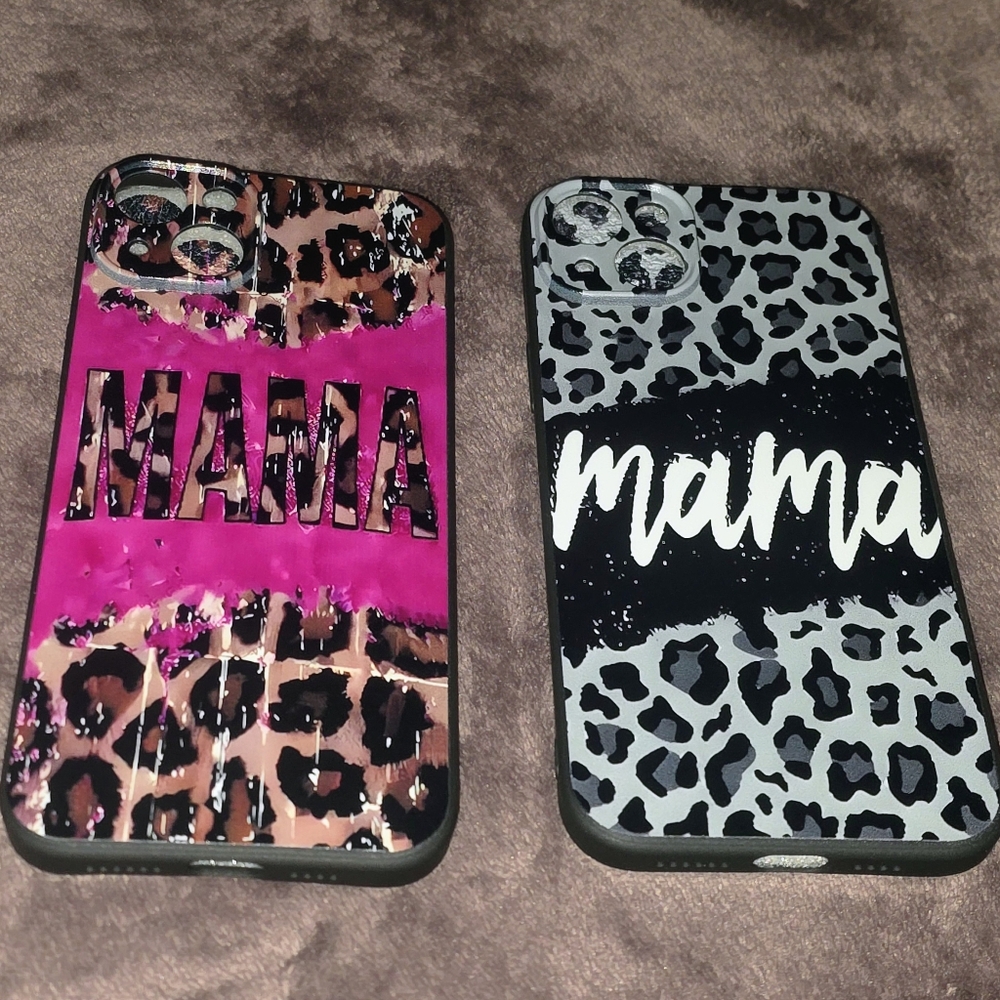 TWO Leopard Print iPhone 14 Cases - Pink and Gray